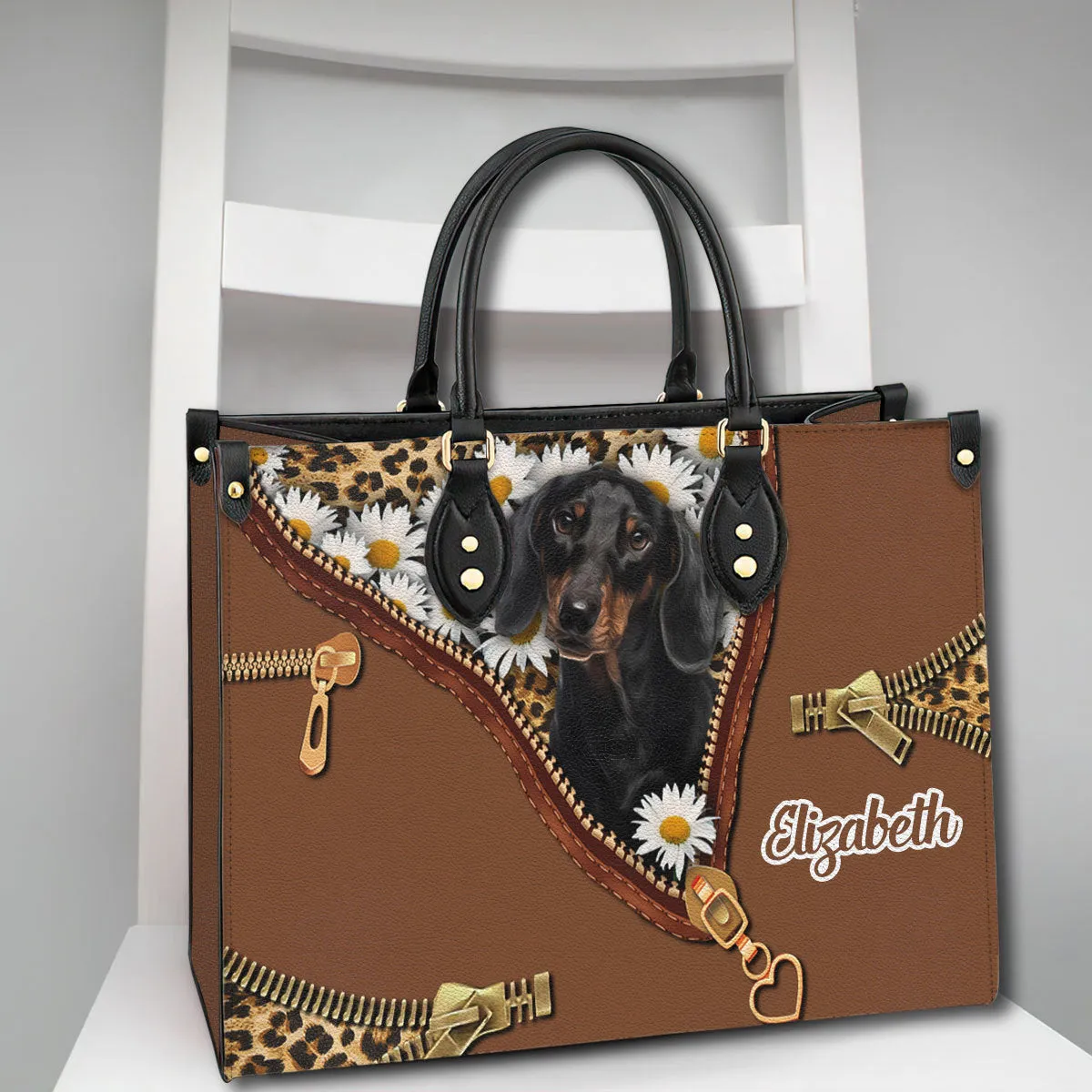 Custom Dog Lovers Leather Handbag With Your Photo