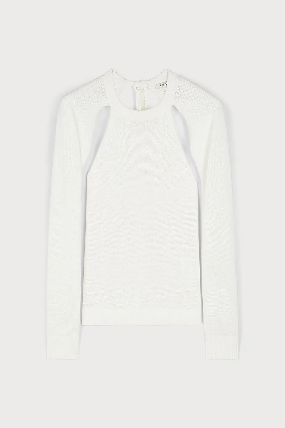 CUTOUT COUTURE SWEATER IN WHITE