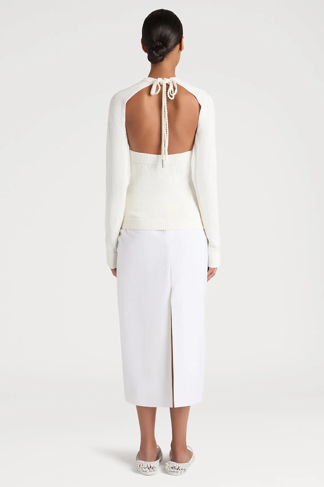 CUTOUT COUTURE SWEATER IN WHITE