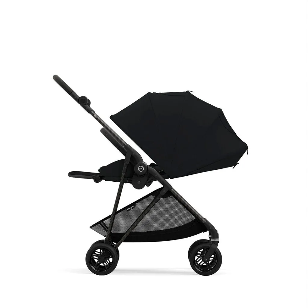 Cybex Melio Carbon Travel System Essential Bundle - Moon Black