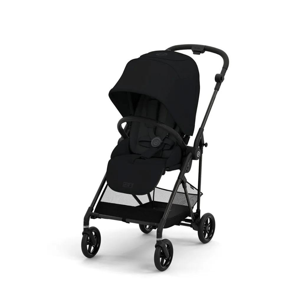 Cybex Melio Carbon Travel System Essential Bundle - Moon Black