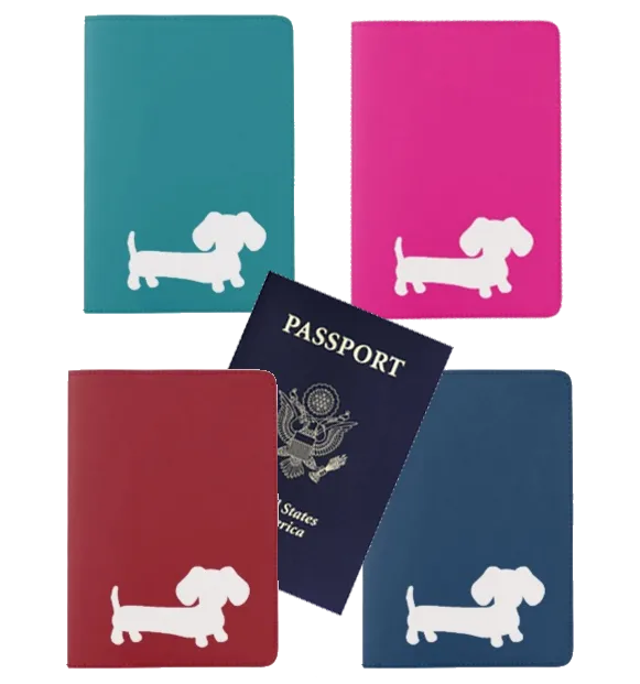 Dachshund Passport Holder in Pink, Teal, Navy or Red