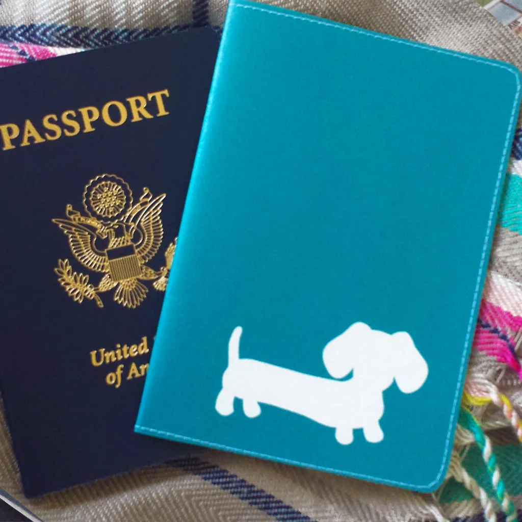 Dachshund Passport Holder in Pink, Teal, Navy or Red