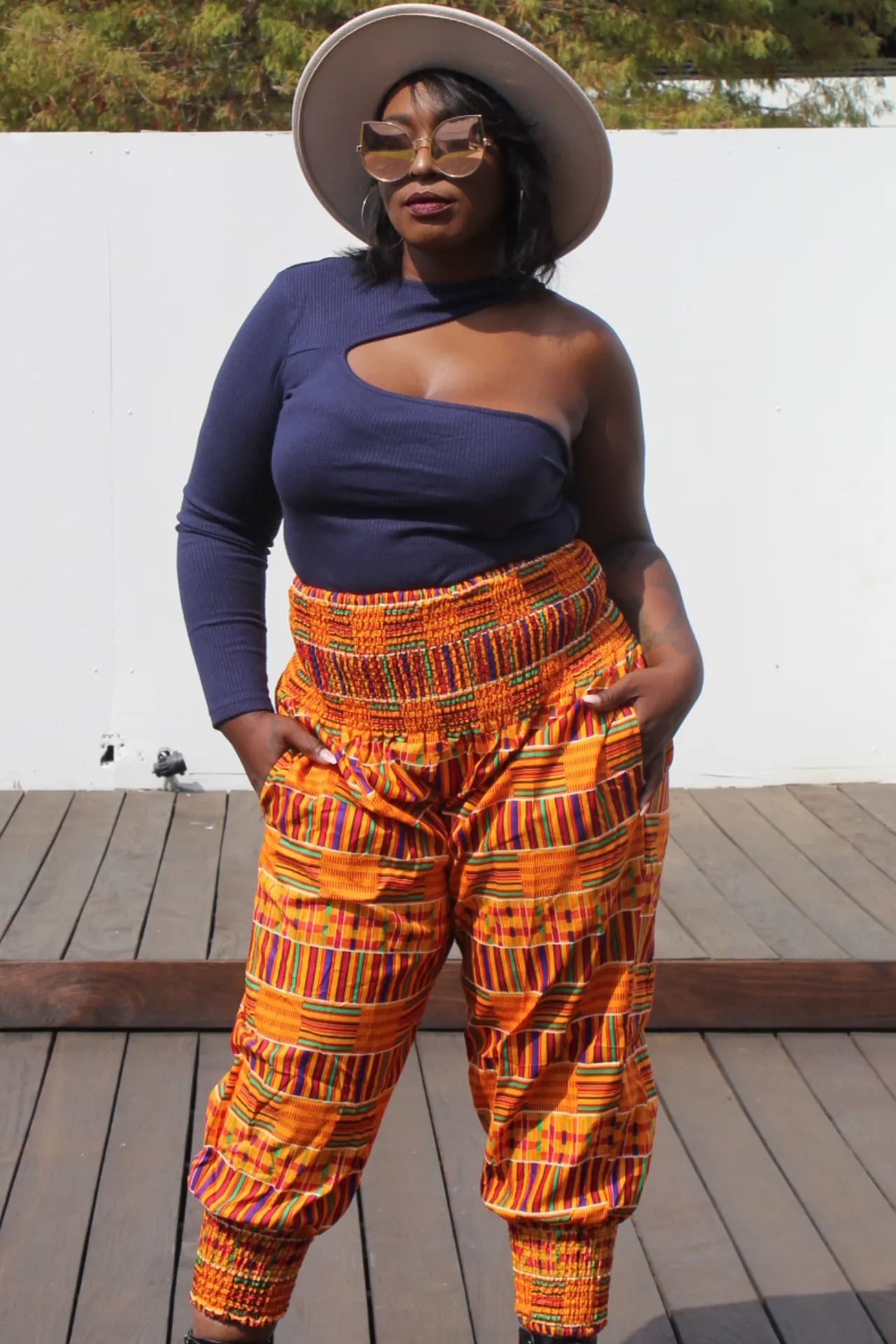 Dashiki Print Harem Pants - Stripe Pattern