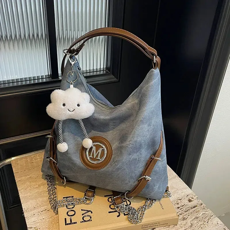 Denim Canvas  Crossbody Backpack