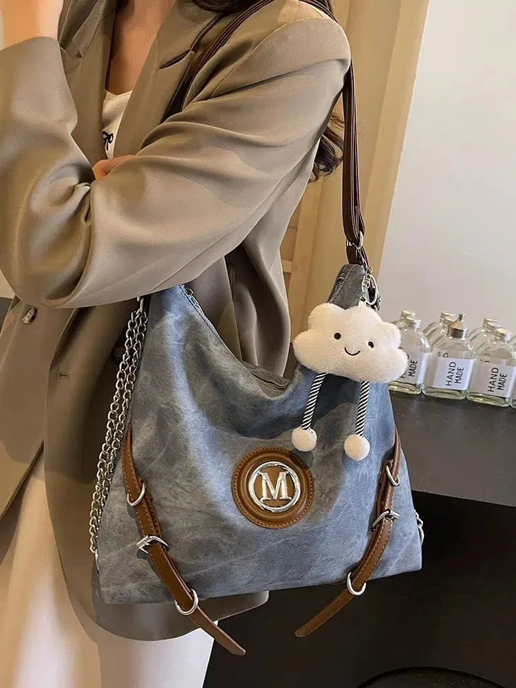 Denim Canvas  Crossbody Backpack