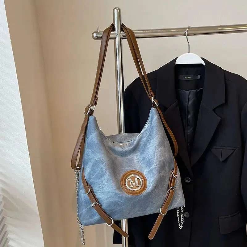 Denim Canvas  Crossbody Backpack