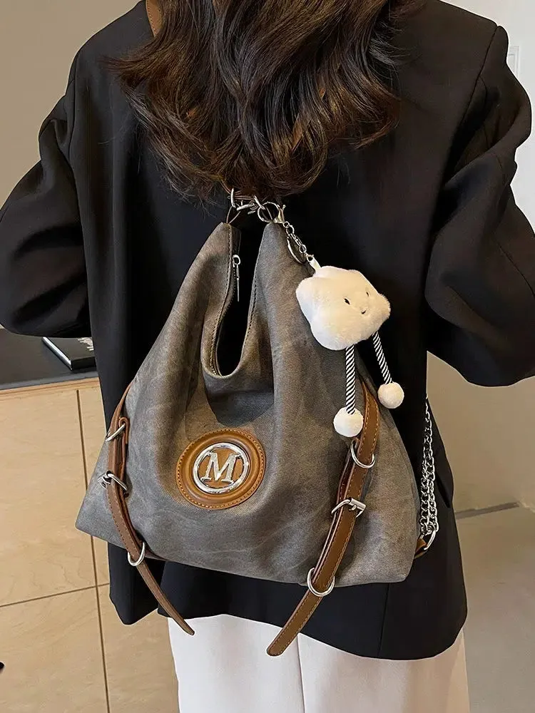 Denim Canvas  Crossbody Backpack