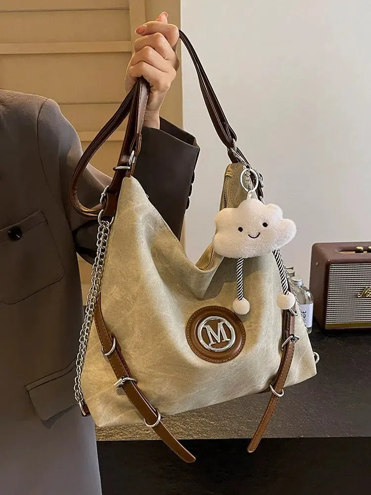 Denim Canvas  Crossbody Backpack