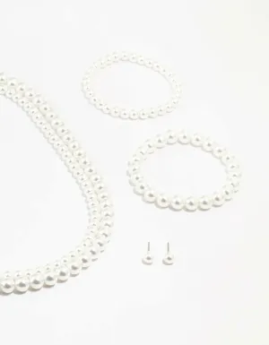 Double Beaded Strand Pearl Jewellery Set