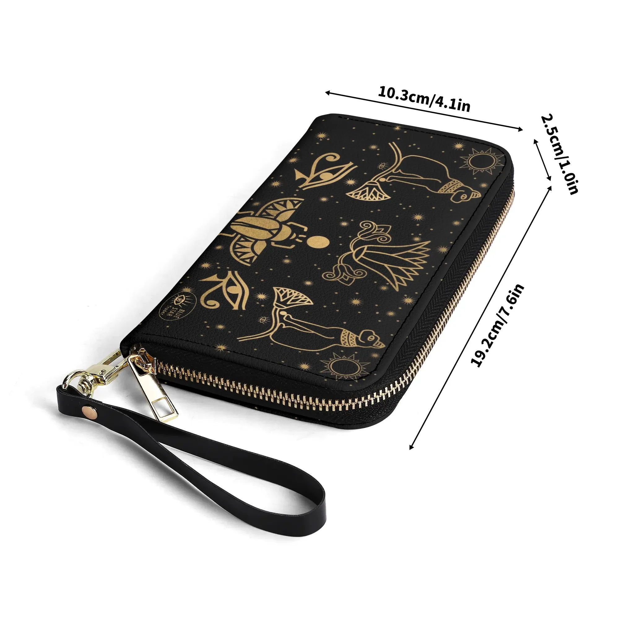 Egyptian Scarab Beetle Vegan Leather Zipper Wallet