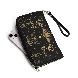 Egyptian Scarab Beetle Vegan Leather Zipper Wallet