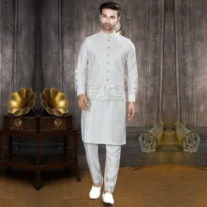 Elegance Timeless Cream Kurta Bandi Set