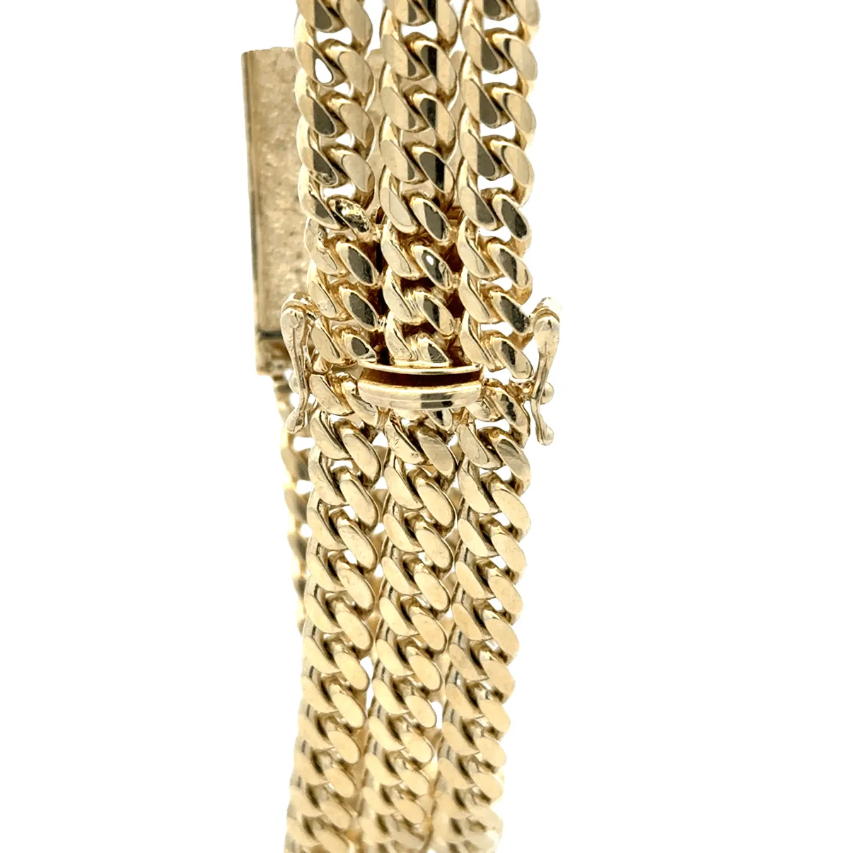 Elegant 10k 3-chain Cuban link Bracelet