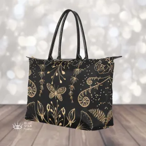 Elegant Flowers Black Witchy Classic 15 Inch Handbag