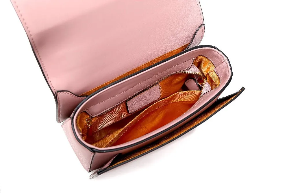 Elegant Mauve Handbag with Gold Chain Strap