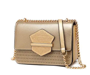 Elegant Mauve Handbag with Gold Chain Strap