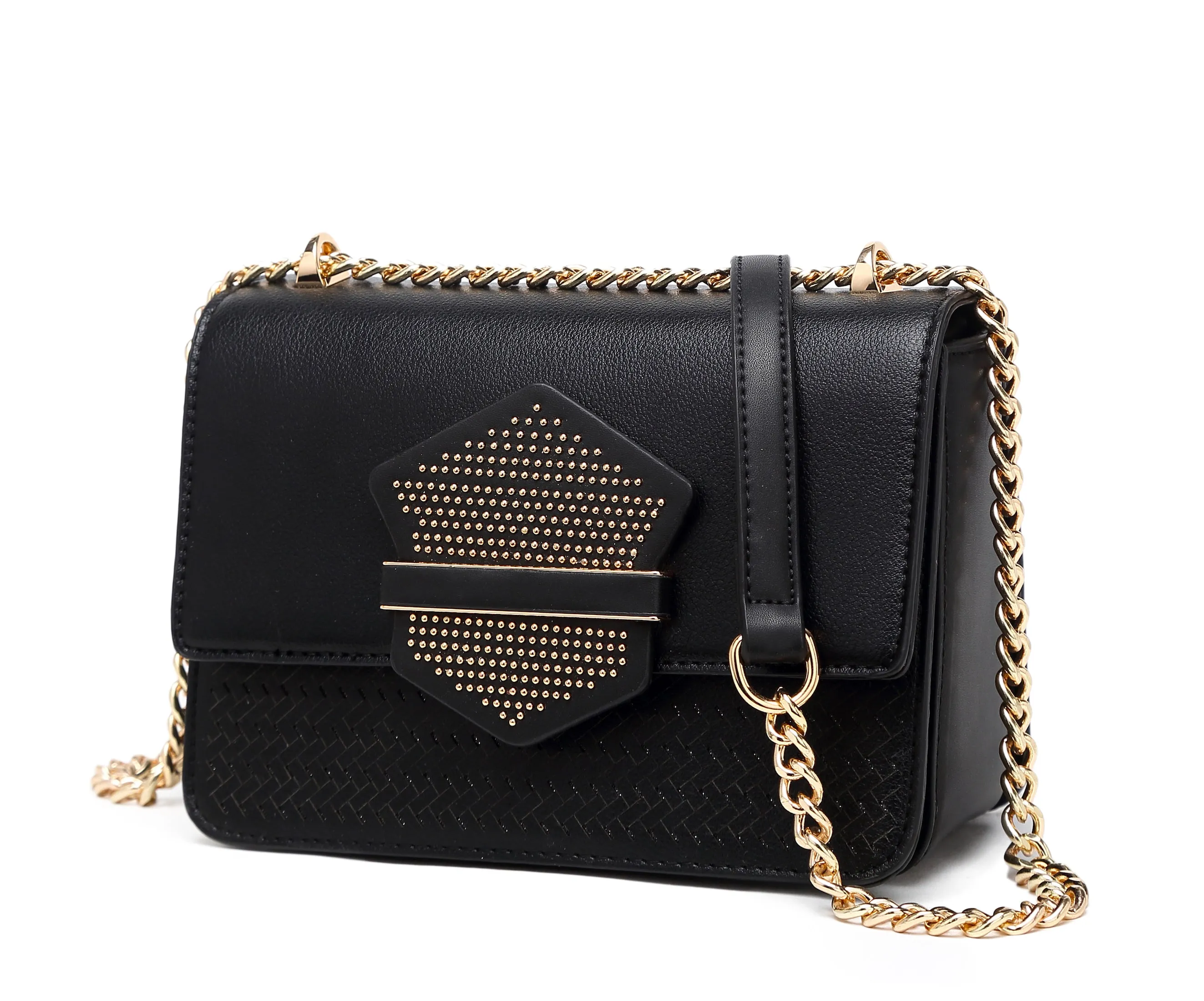 Elegant Mauve Handbag with Gold Chain Strap
