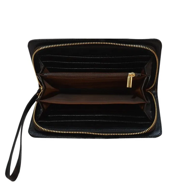 Elegant Mushrooms Clutch Purse Zippered Wallet with Strap