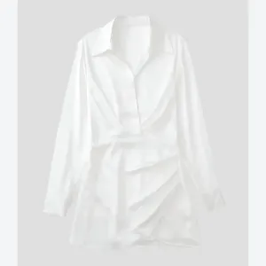 Elegant Satin Draped Shirt Dresses