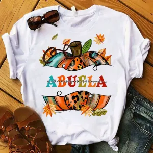 Fall Pumpkin Thankful Blessed Abuela Shirt 939