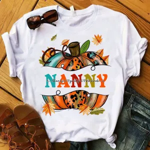 Fall Pumpkin Thankful Blessed Nanny Shirt 946