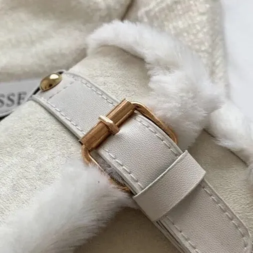 Faux Shearling Box Shoulder Bags