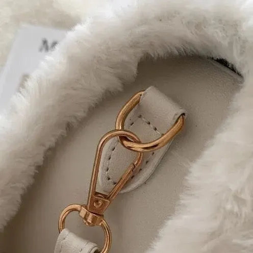 Faux Shearling Box Shoulder Bags