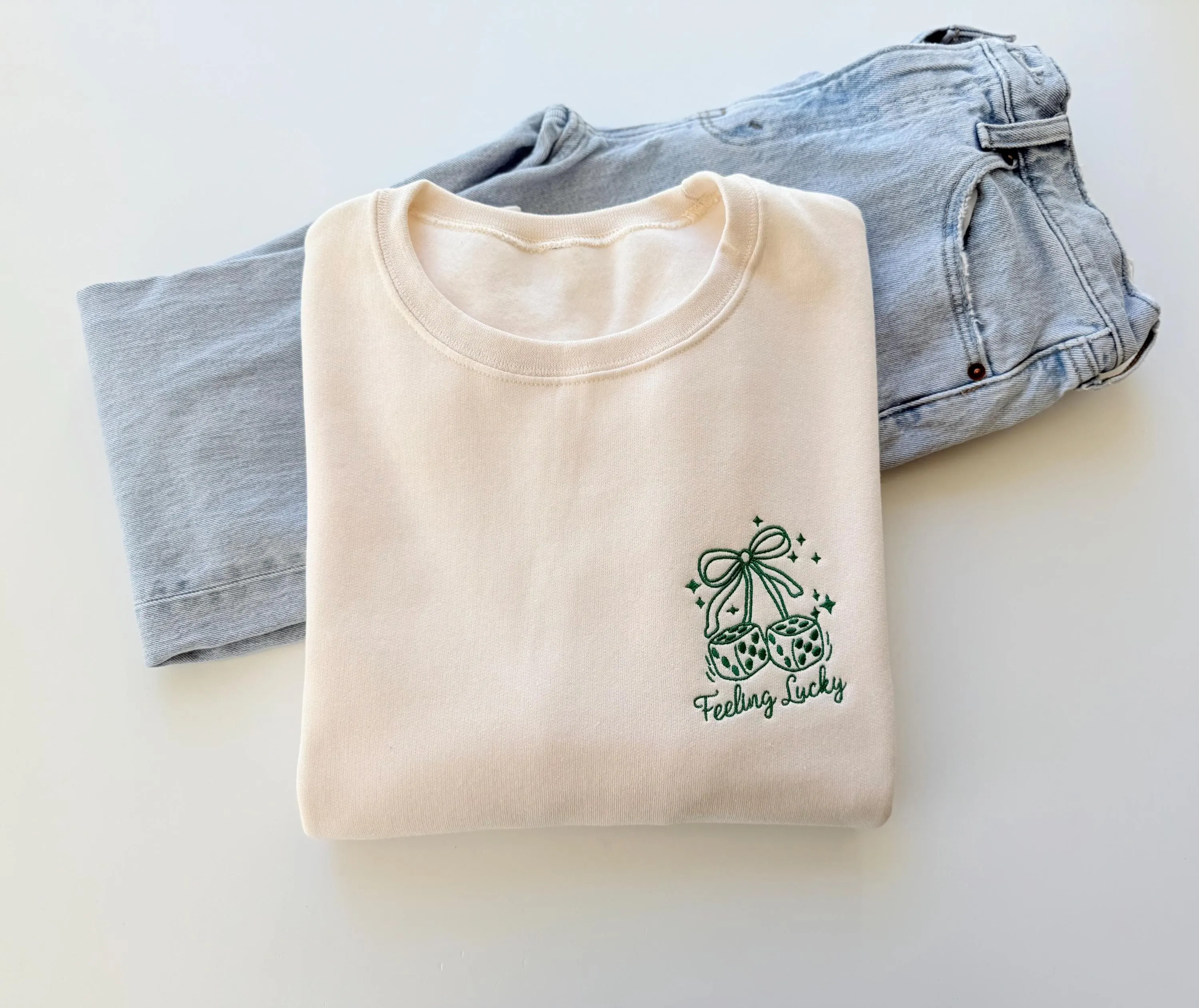 Feeling Lucky Embroidered St. Patrick’s Day Sweatshirt