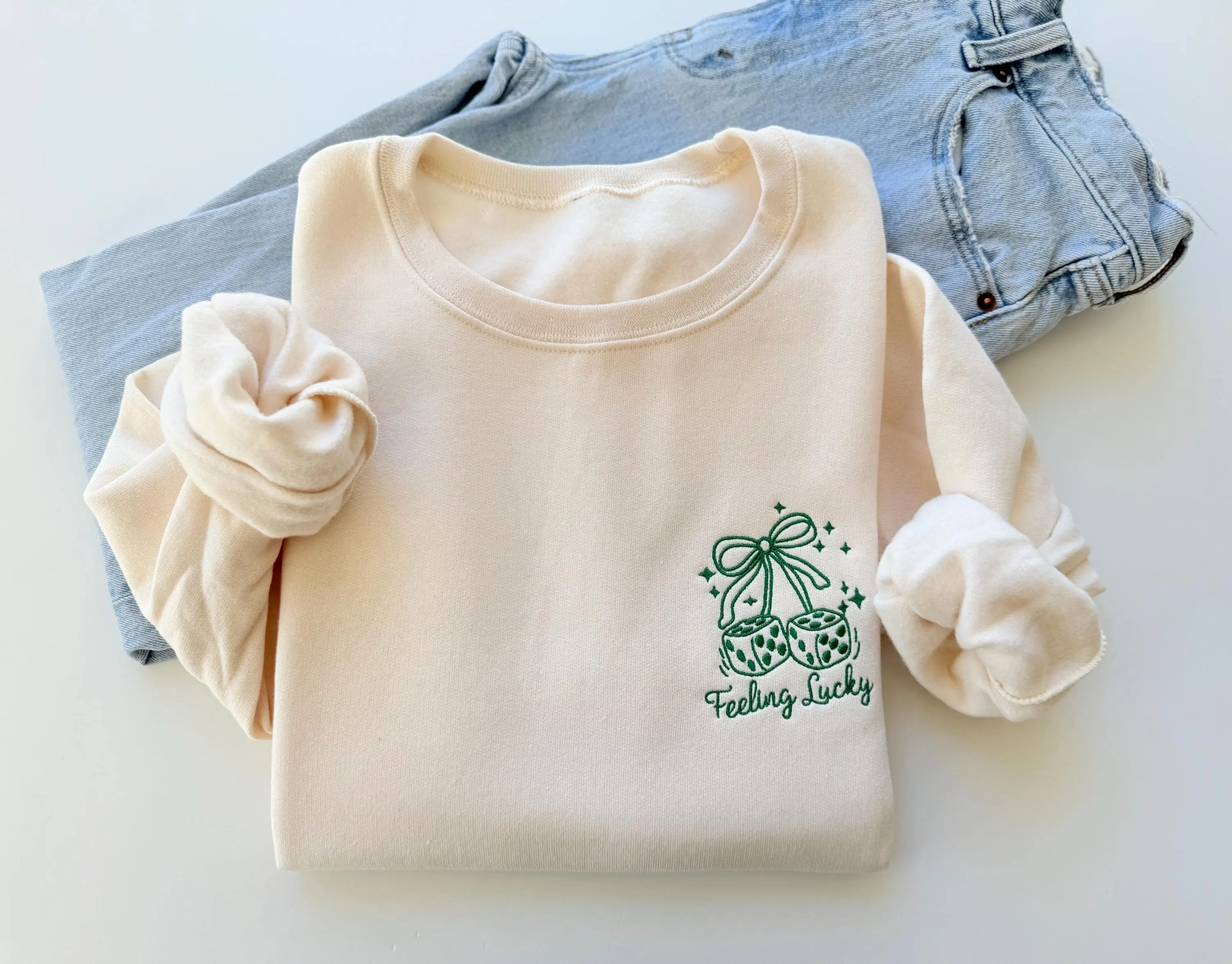 Feeling Lucky Embroidered St. Patrick’s Day Sweatshirt