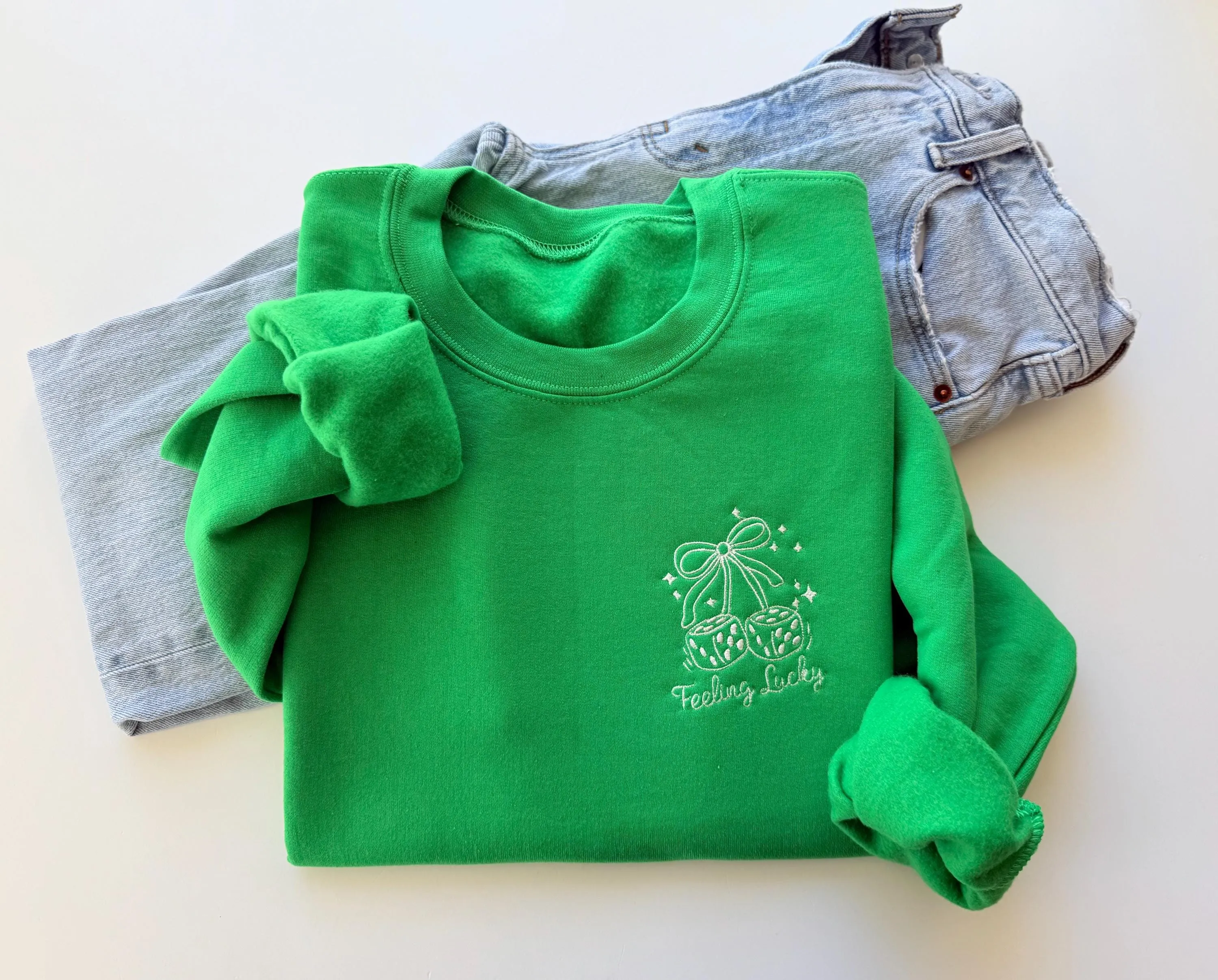Feeling Lucky Embroidered St. Patrick’s Day Sweatshirt
