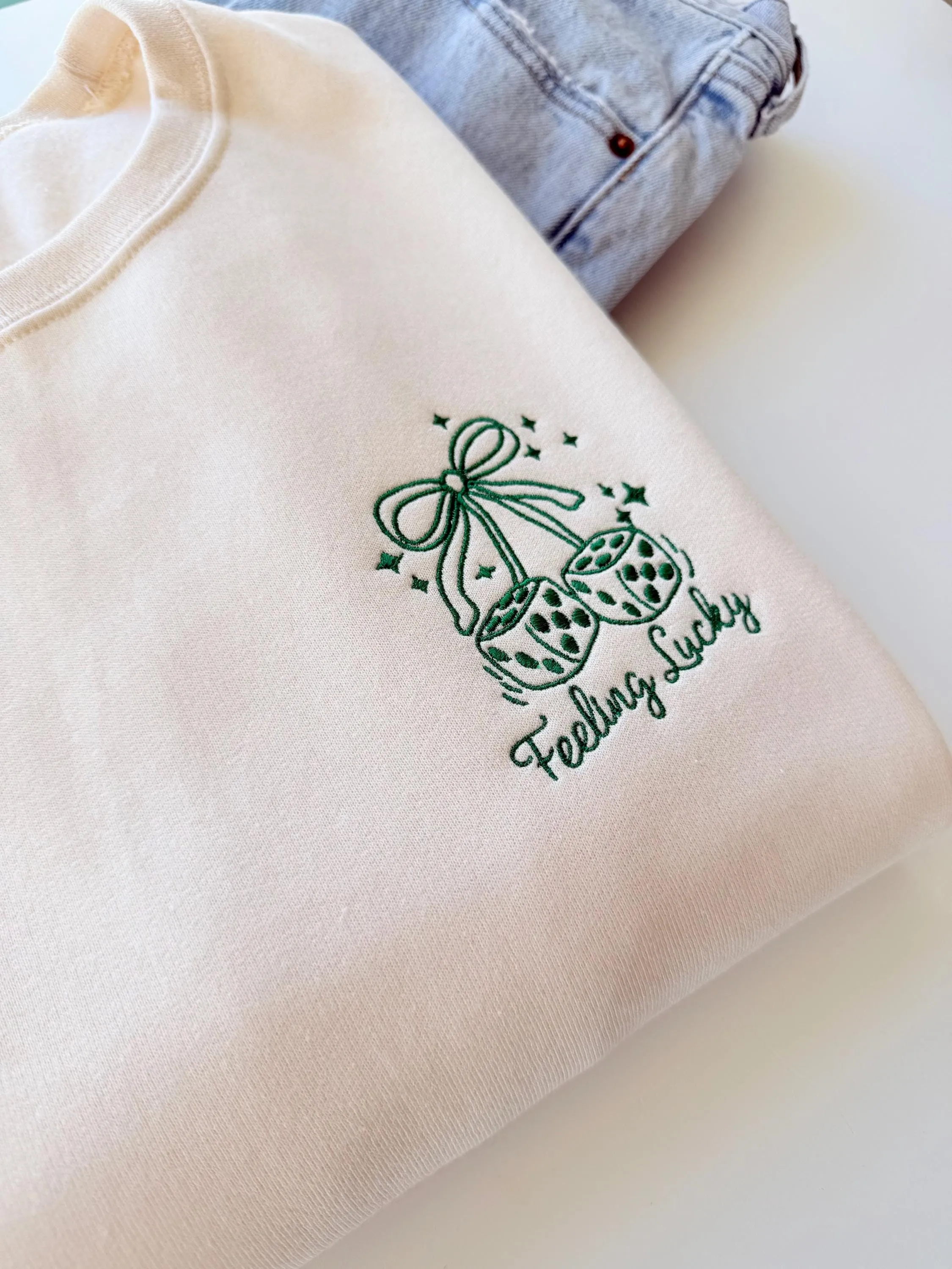 Feeling Lucky Embroidered St. Patrick’s Day Sweatshirt