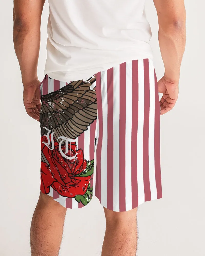 Flowers And Stripes Masculine Jogger Shorts