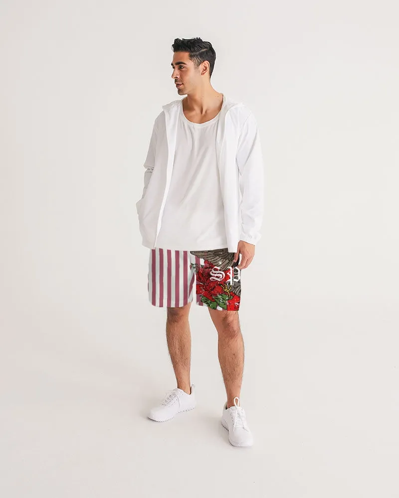 Flowers And Stripes Masculine Jogger Shorts