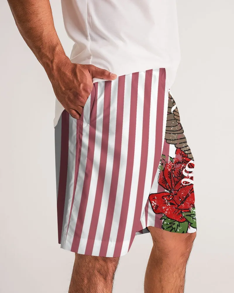 Flowers And Stripes Masculine Jogger Shorts