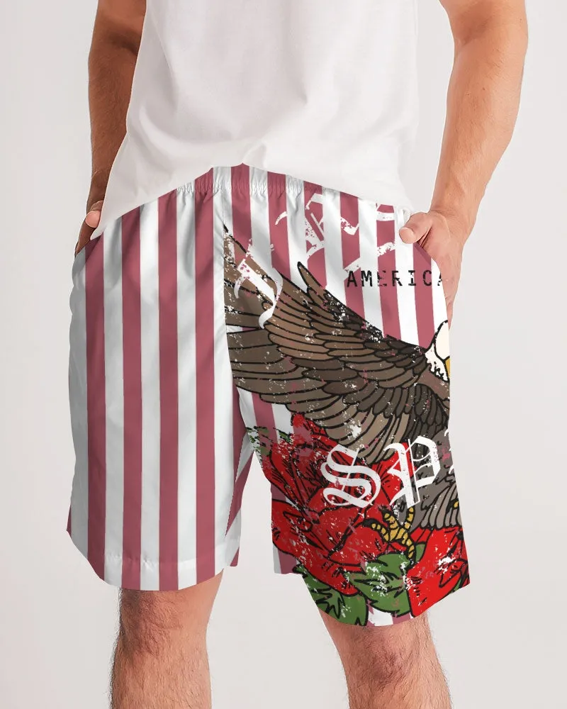 Flowers And Stripes Masculine Jogger Shorts