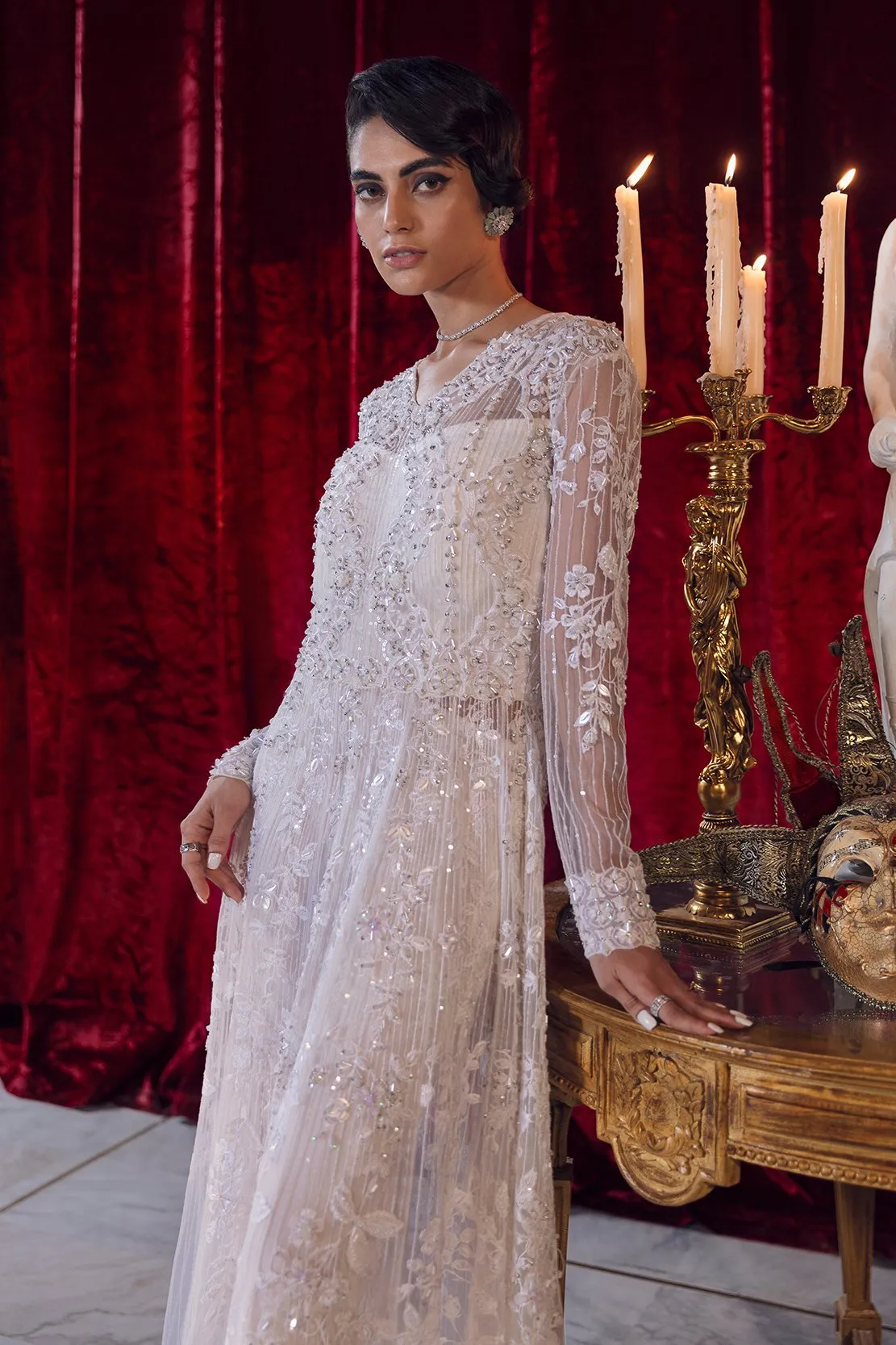 Formal Pakistani Dress In White Color 2021 #PF150