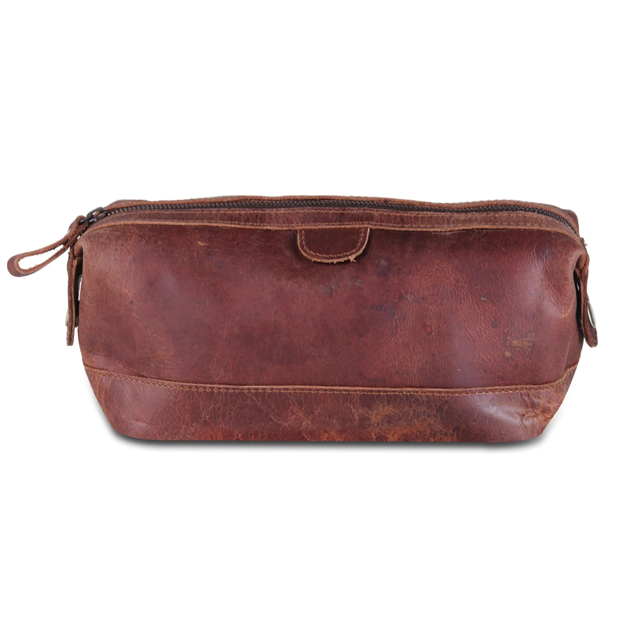 Full-Grain Buffalo Leather Brown Toiletry Utility Bag
