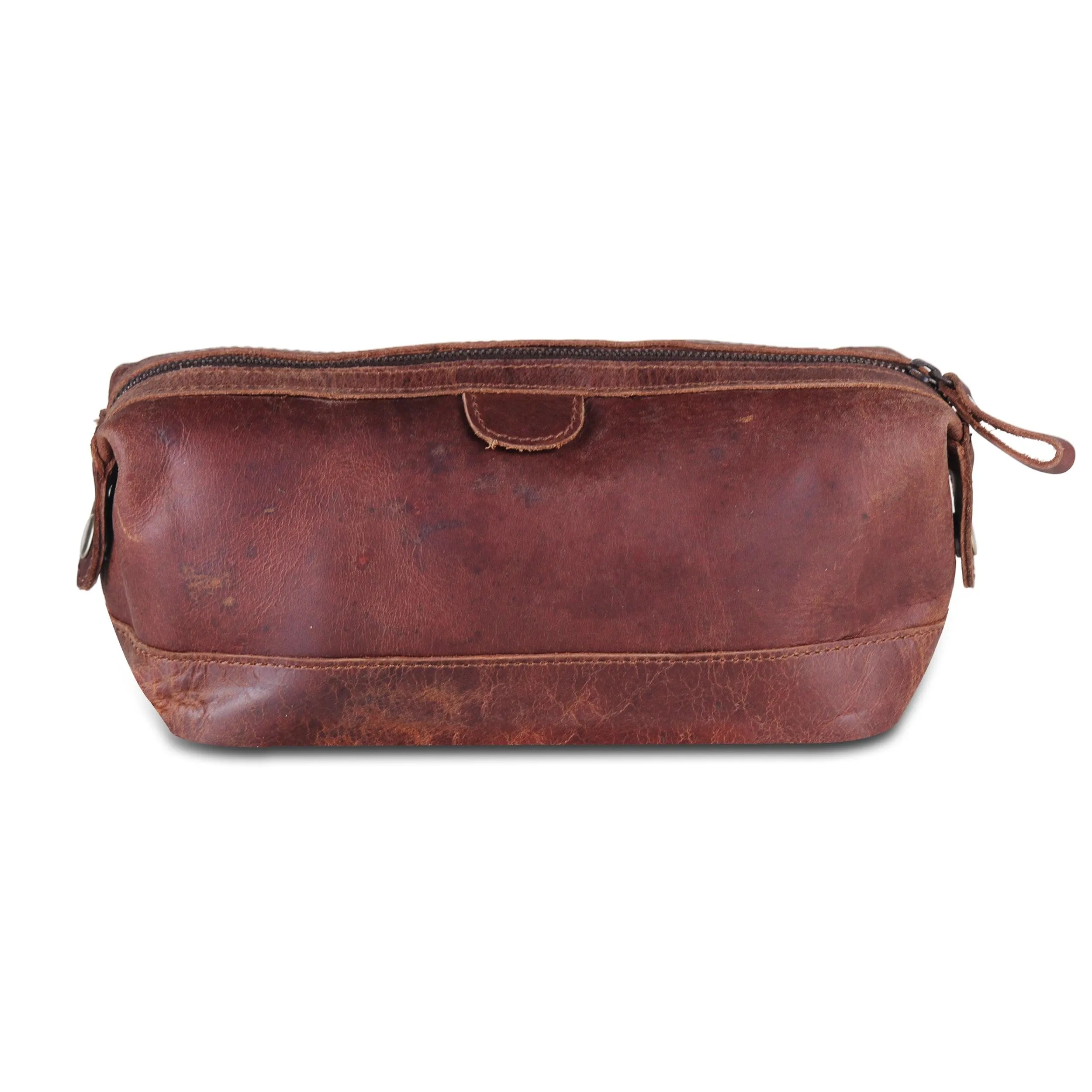 Full-Grain Buffalo Leather Brown Toiletry Utility Bag