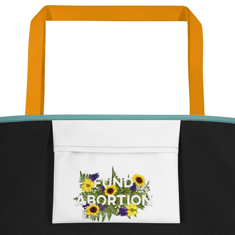 Fund Abortion Floral Beach Bag - Teal