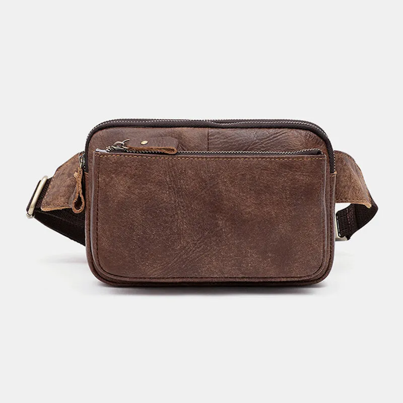 Genuine Leather Chest Bag Waist Bag Retro 6.3 Inch Phone Bag 2 In 1