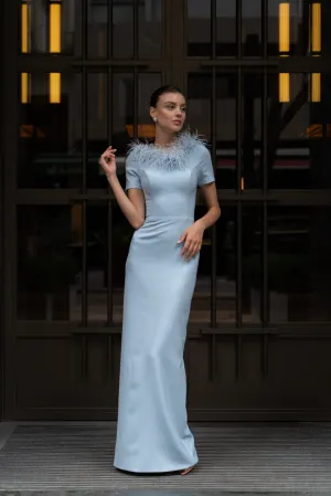 Gloria ostrich feather column gown