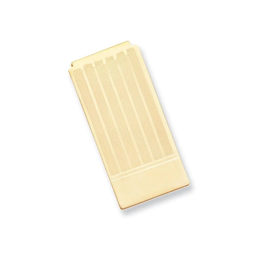 Gold Plated Etched Lines Hinged Money Clip