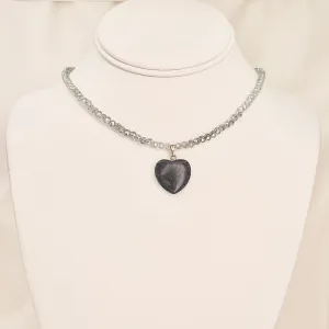 Gray Heart-Shaped Natural Stone Necklace: Elegant and Cute