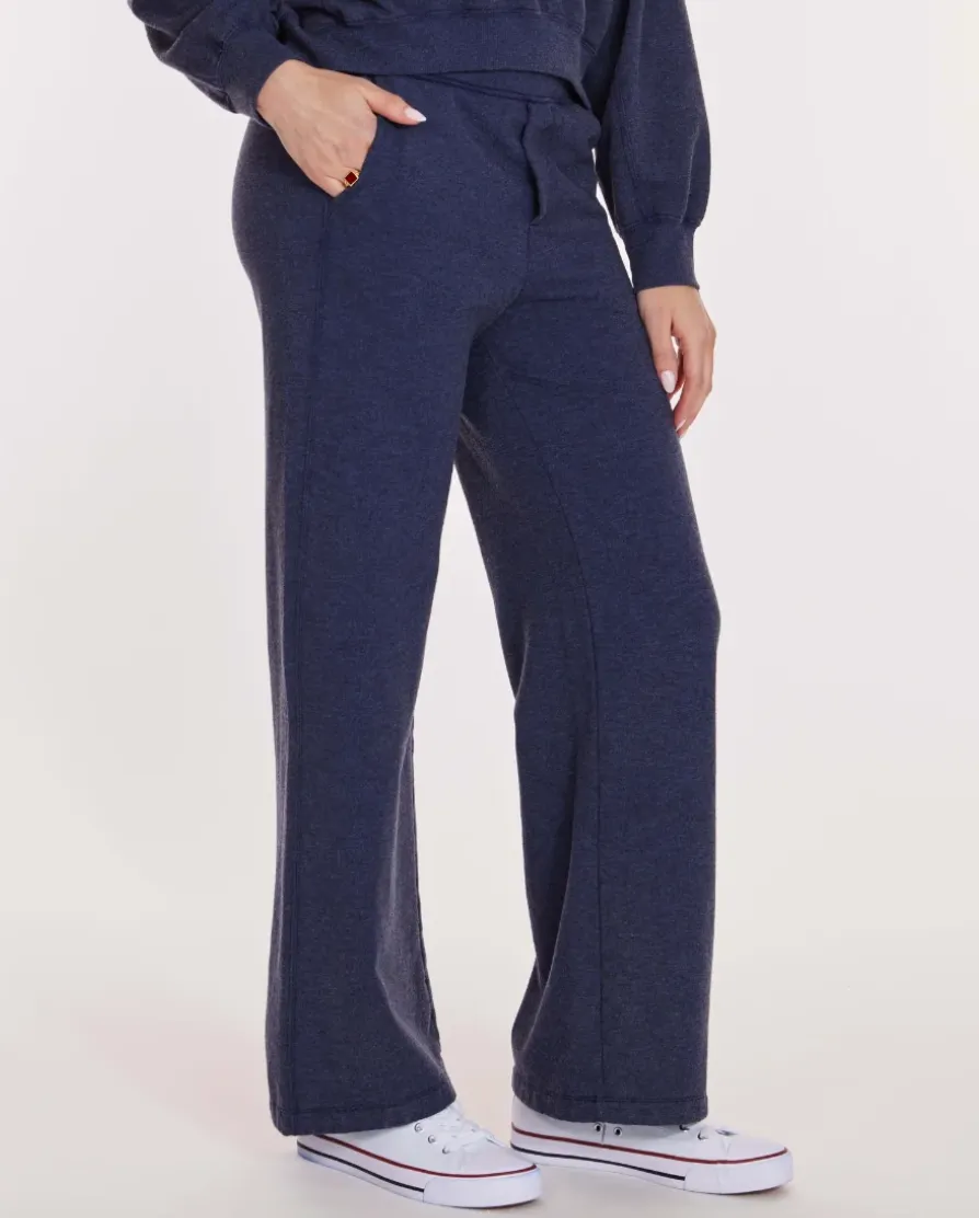 Heathered Navy Long Straight Leg Sweatpants