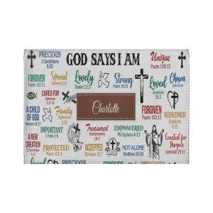 HPSP Checkbook Cover, Personalized Card Bag, God Says I Am, Scripture Gifts For Christian Women.