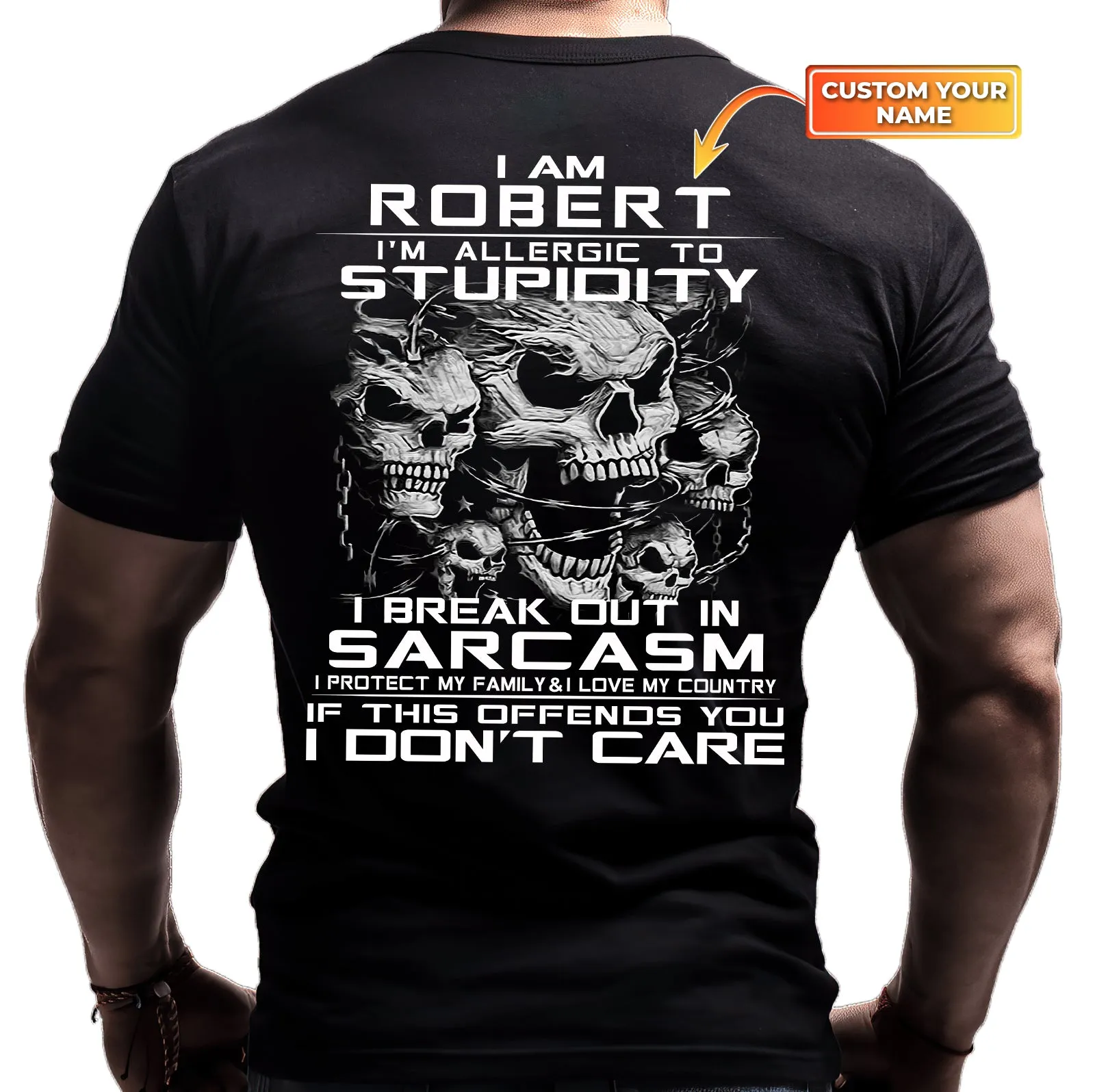 I Protect My Family Personalized Name 2D Black Tshirt - N94