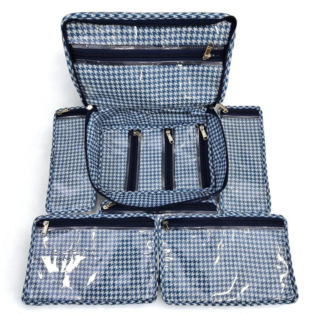 INDIGO MOSAIC PRINT JEWELRY ORGANIZER