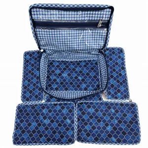 INDIGO MOSAIC PRINT JEWELRY ORGANIZER