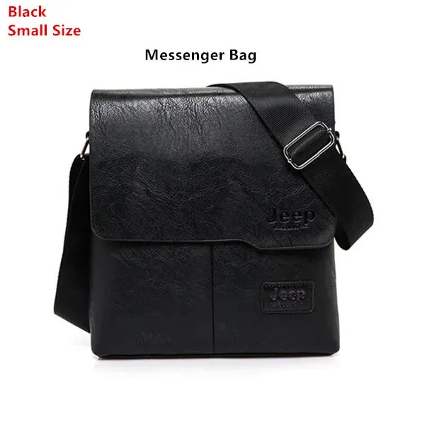 JEEP 2PC/Set Men Leather Messenger Shoulder Business Crossbody Famous Brand Bags